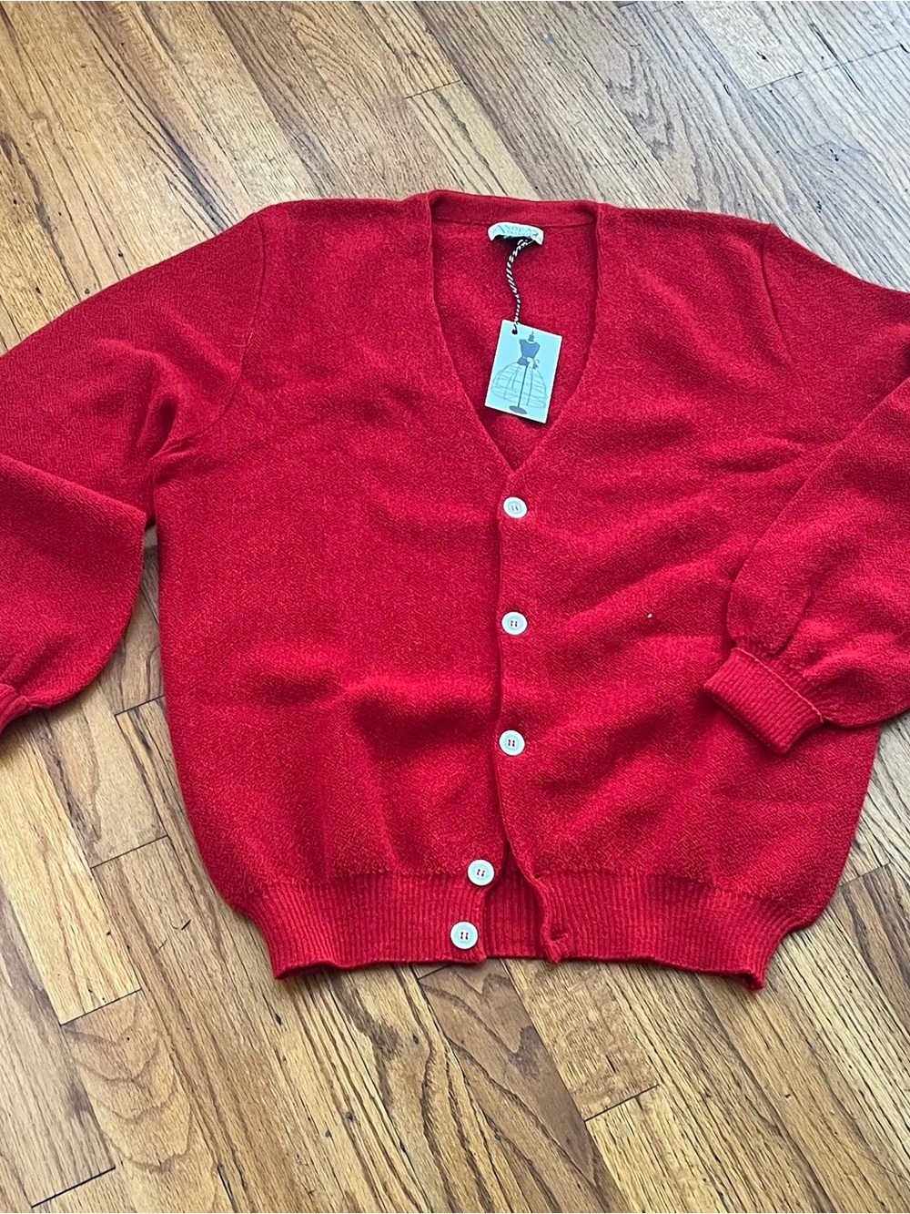 Vintage Red V-Neck Button Cardigan Sweater